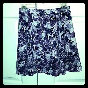 Lily White Floral Purple Print Flare Skater Skirt